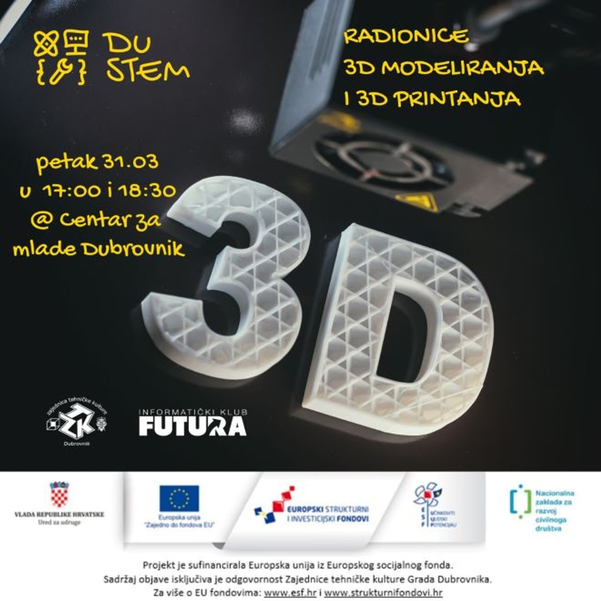 U tijeku prijave na radionice 3D modeliranja i 3D printanja, izrađivat će se privjesci za ključeve
