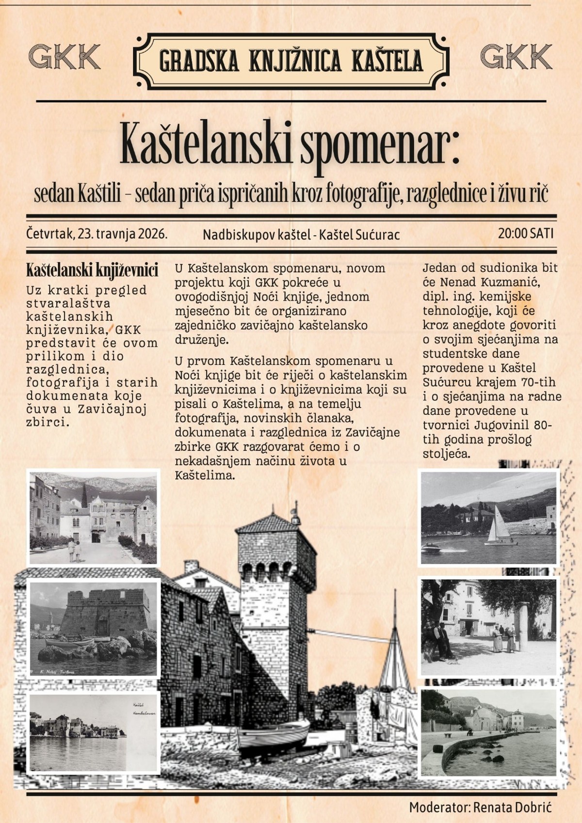 NOĆ KNJIGE Kaštelanski književnici i život u Kaštelima kroz razglednice i fotografije