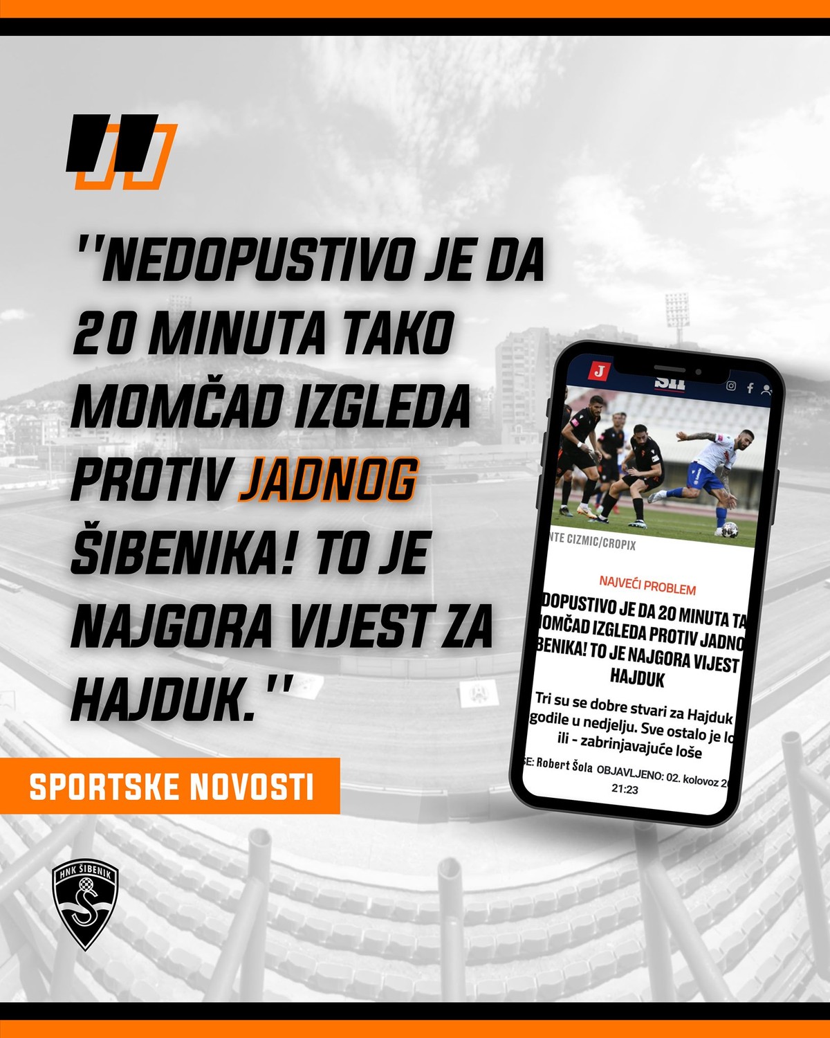 Šibenik reagirao na novinski tekst