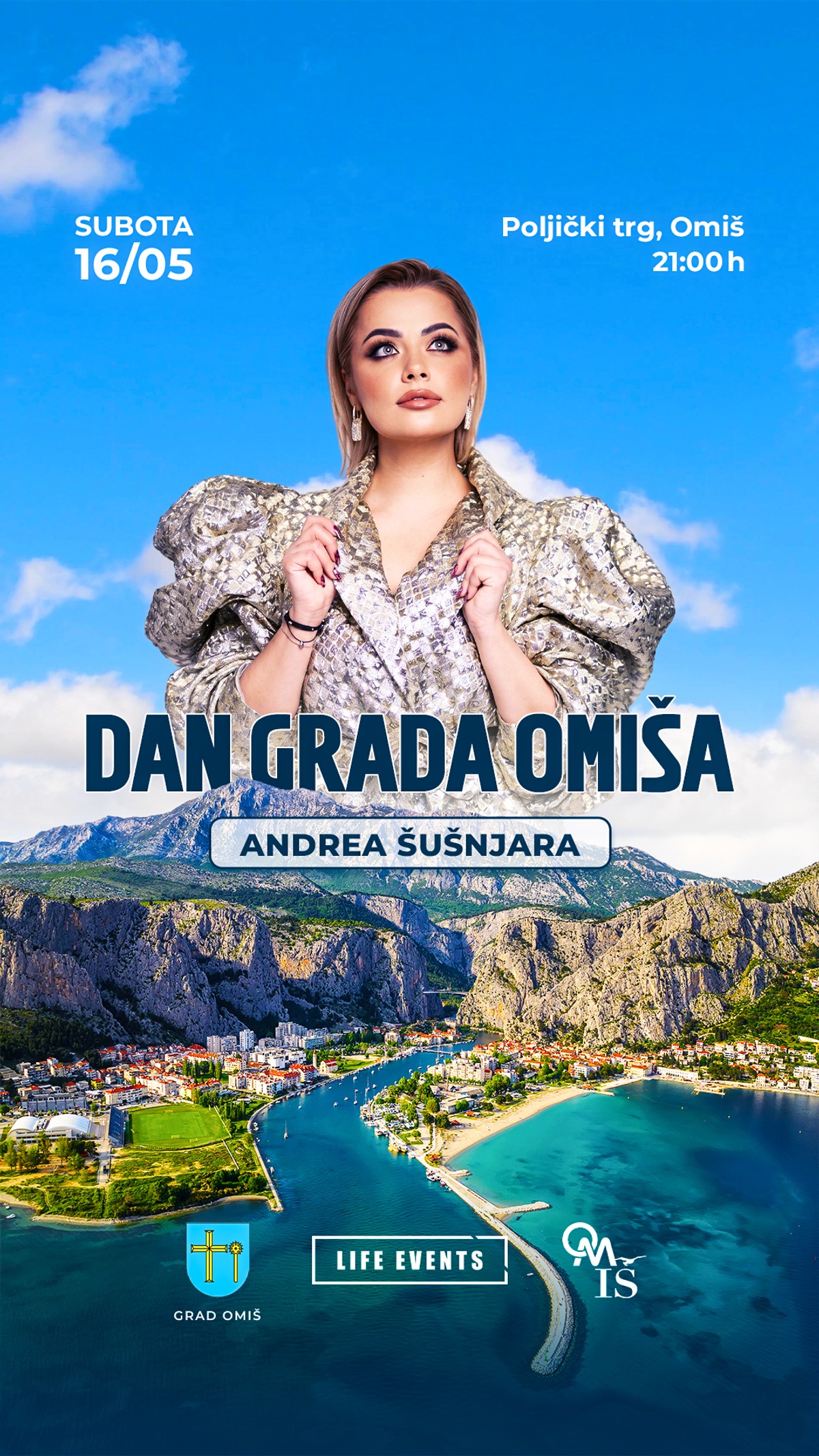 Cjelovečernji program u Omišu za Dan grada, nastupa Andrea Šušnjara
