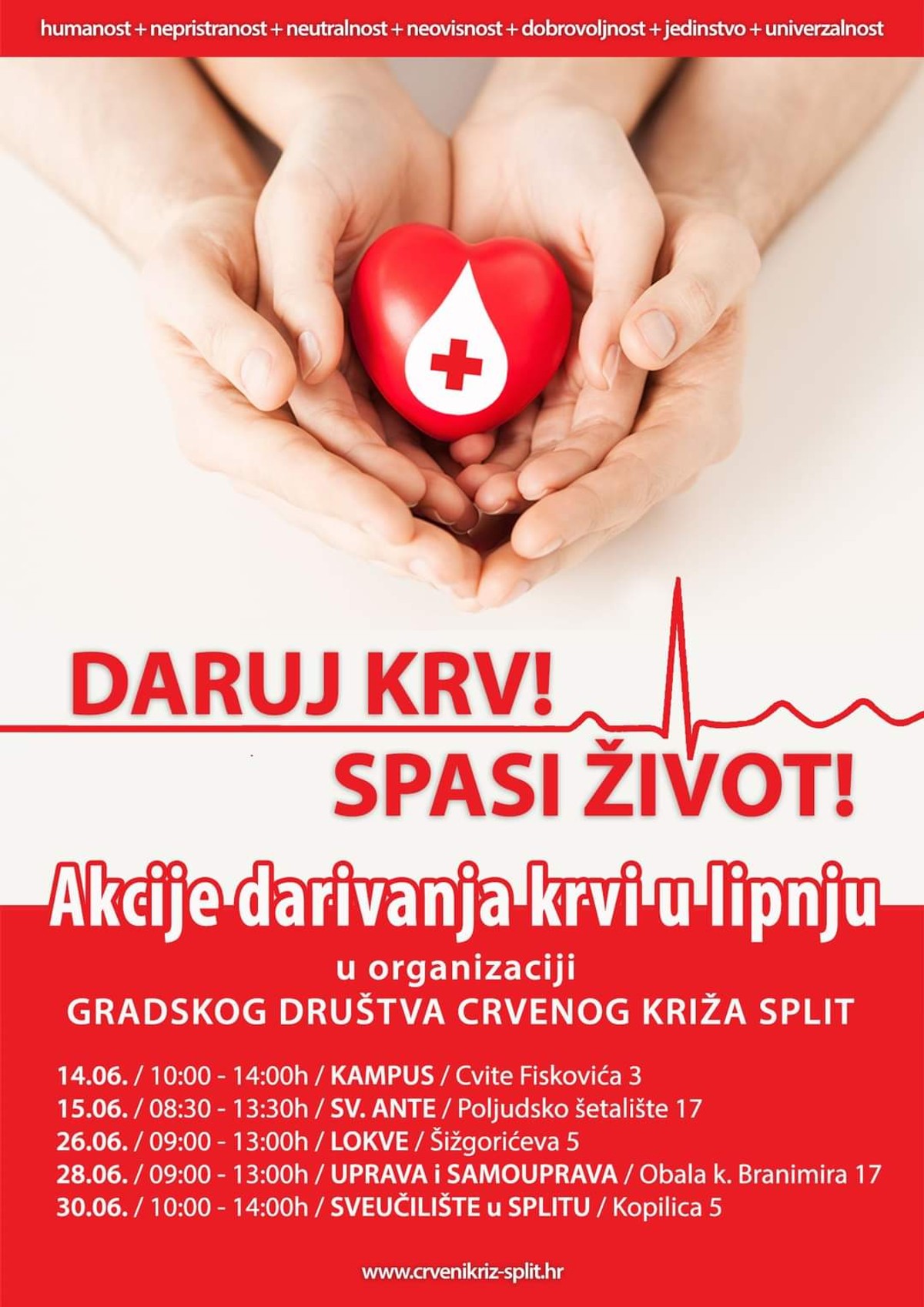 SVJETSKI DAN DARIVATELJA KRVI Darujte je i vi, donosimo raspored akcija