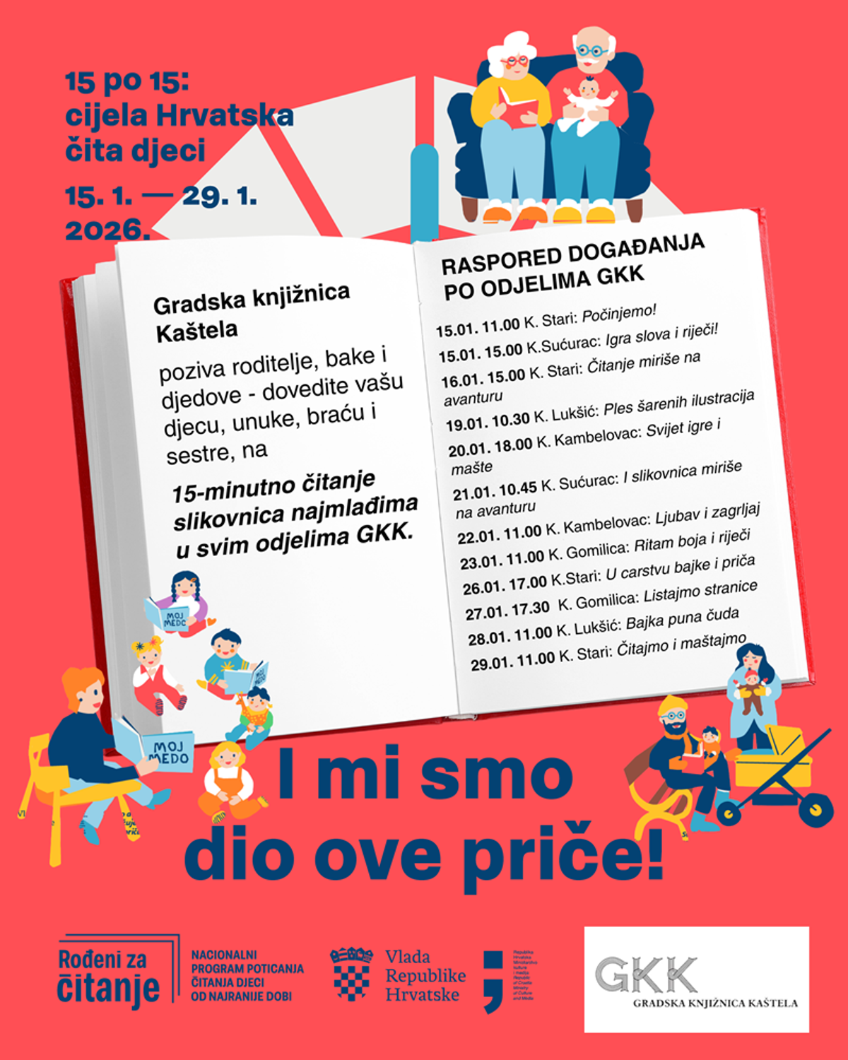 Gradska knjižnica Kaštela uključila se u izazov '15 po 15: cijela Hrvatska čita djeci'