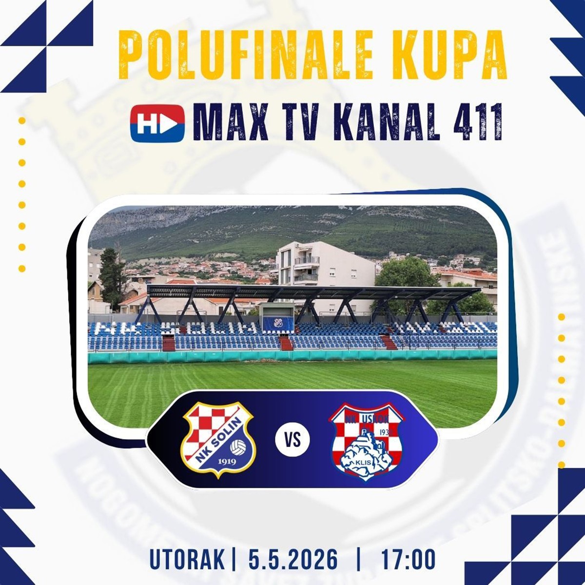 Solin i Uskok igraju za finale Županijskog kupa, izravan prijenos na HDTV-u