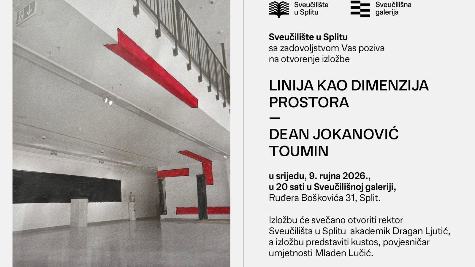 Dean Jokanović Toumin u Sveučilišnoj galeriji predstavlja izložbu 'Linija kao dimenzija prostora'