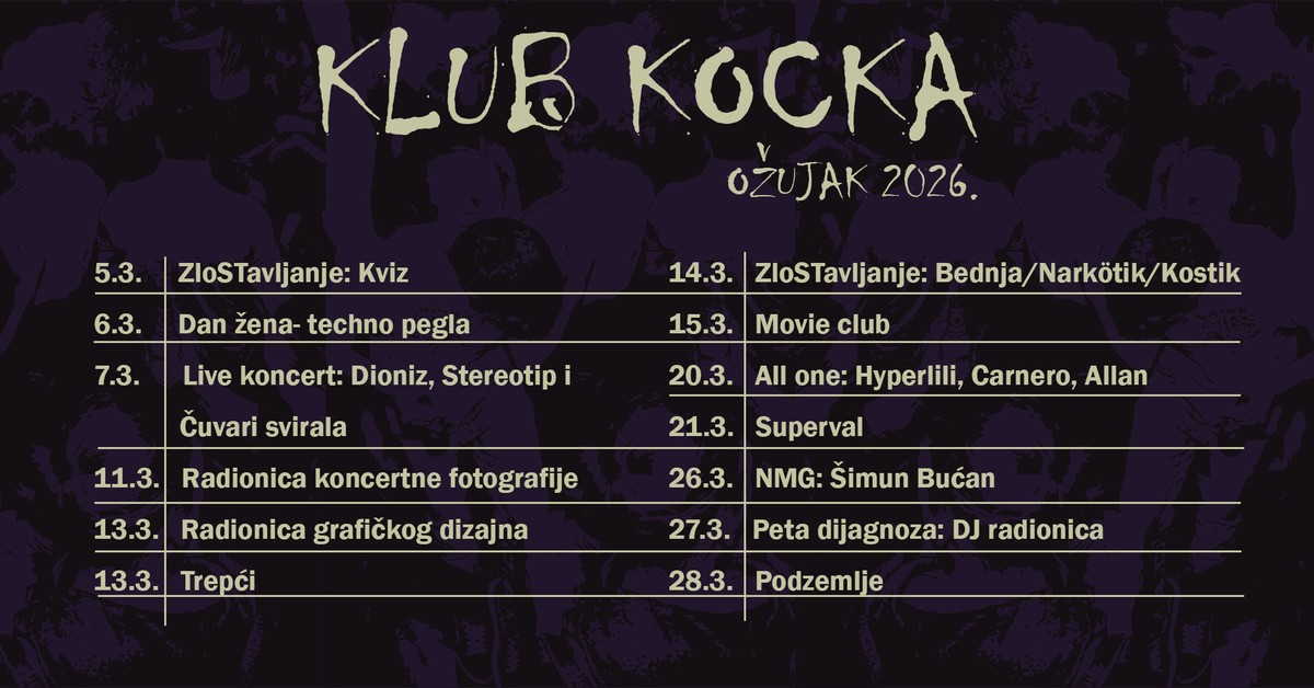 OŽUJAK U KLUBU KOCKA Donosimo program