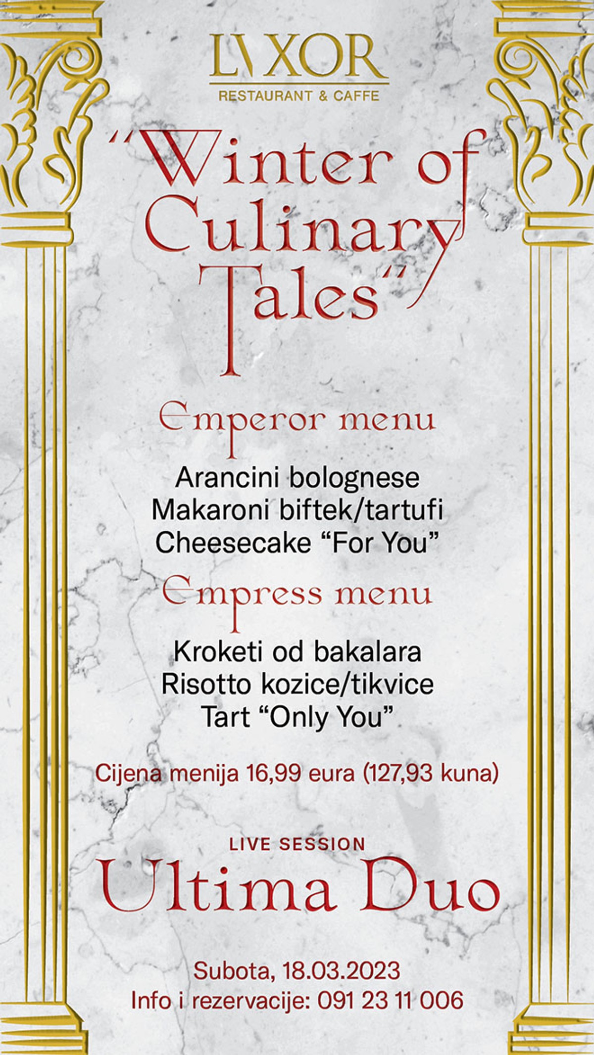 Posljednja ovosezonska rapsodija delicija u tri slijeda u restoran/kavani Lvxor