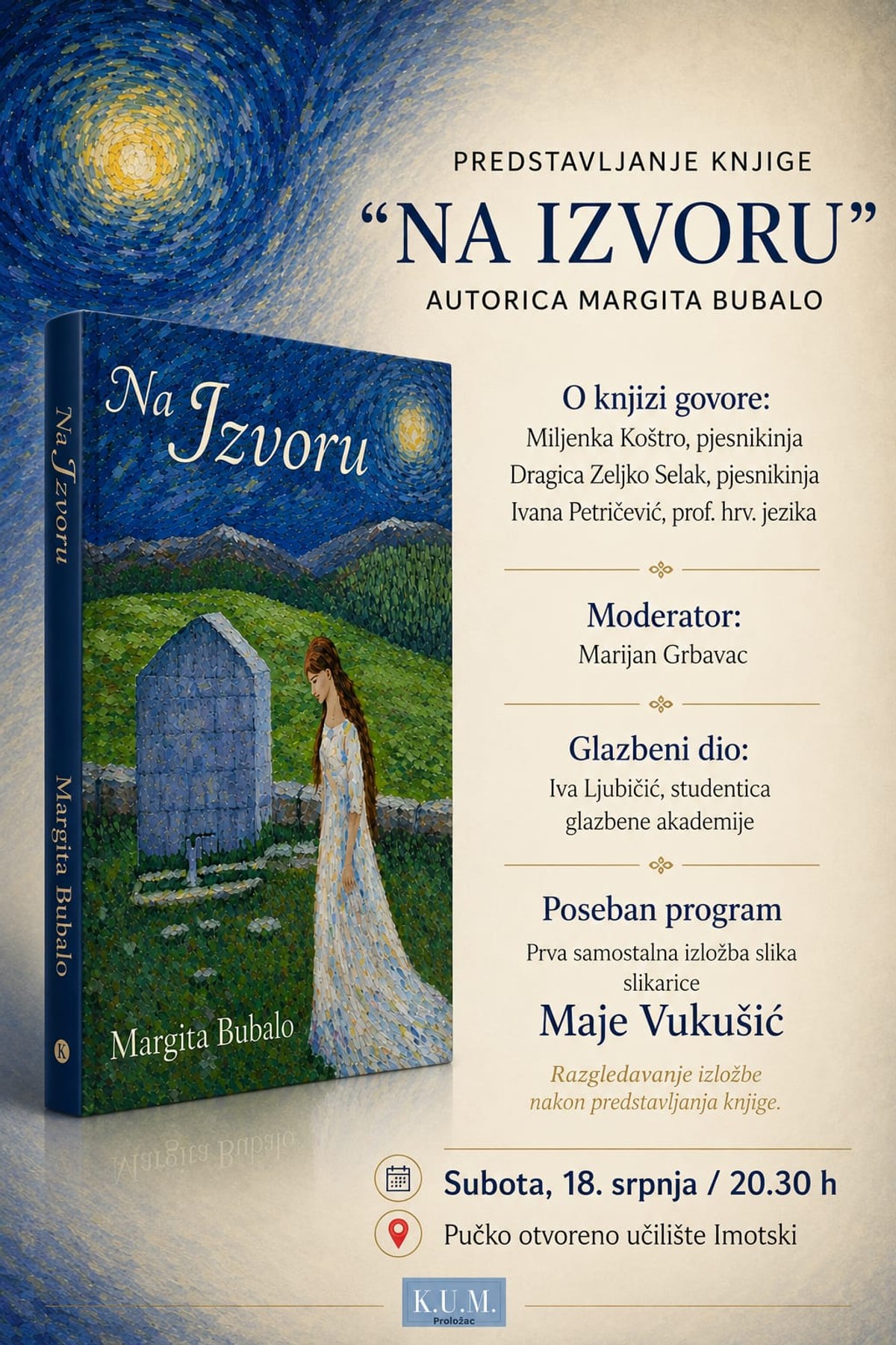 U Imotskom predstavljanje knjige 'Na izvoru' Margite Bubalo uz izložbu i glazbeni program