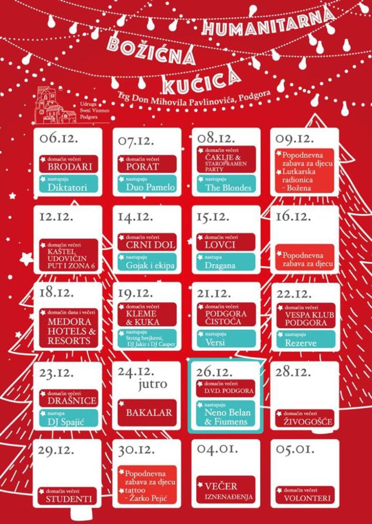 Diktatori i brodari otvaraju podgorski humanitarni Advent