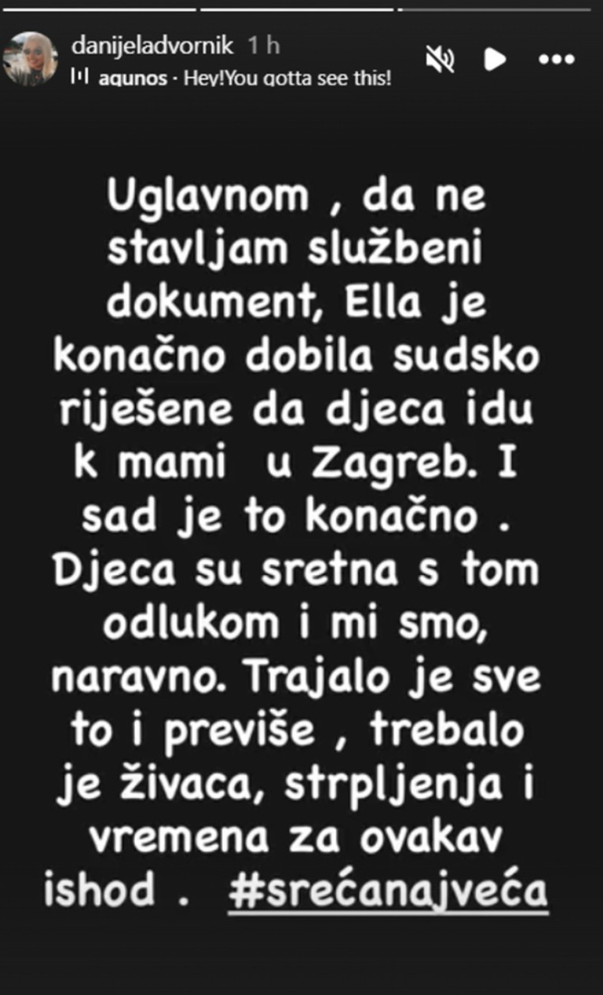 Ella Dvornik dobila sudsko rješenje: Kćeri će živjeti s njom u Zagrebu