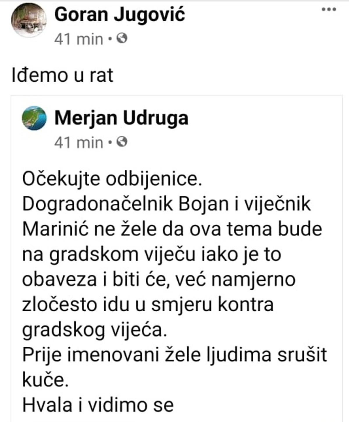 RAT ZA MARJAN Srđan Marinić prijavio Gorana Jugovića policiji za uznemiravanje 