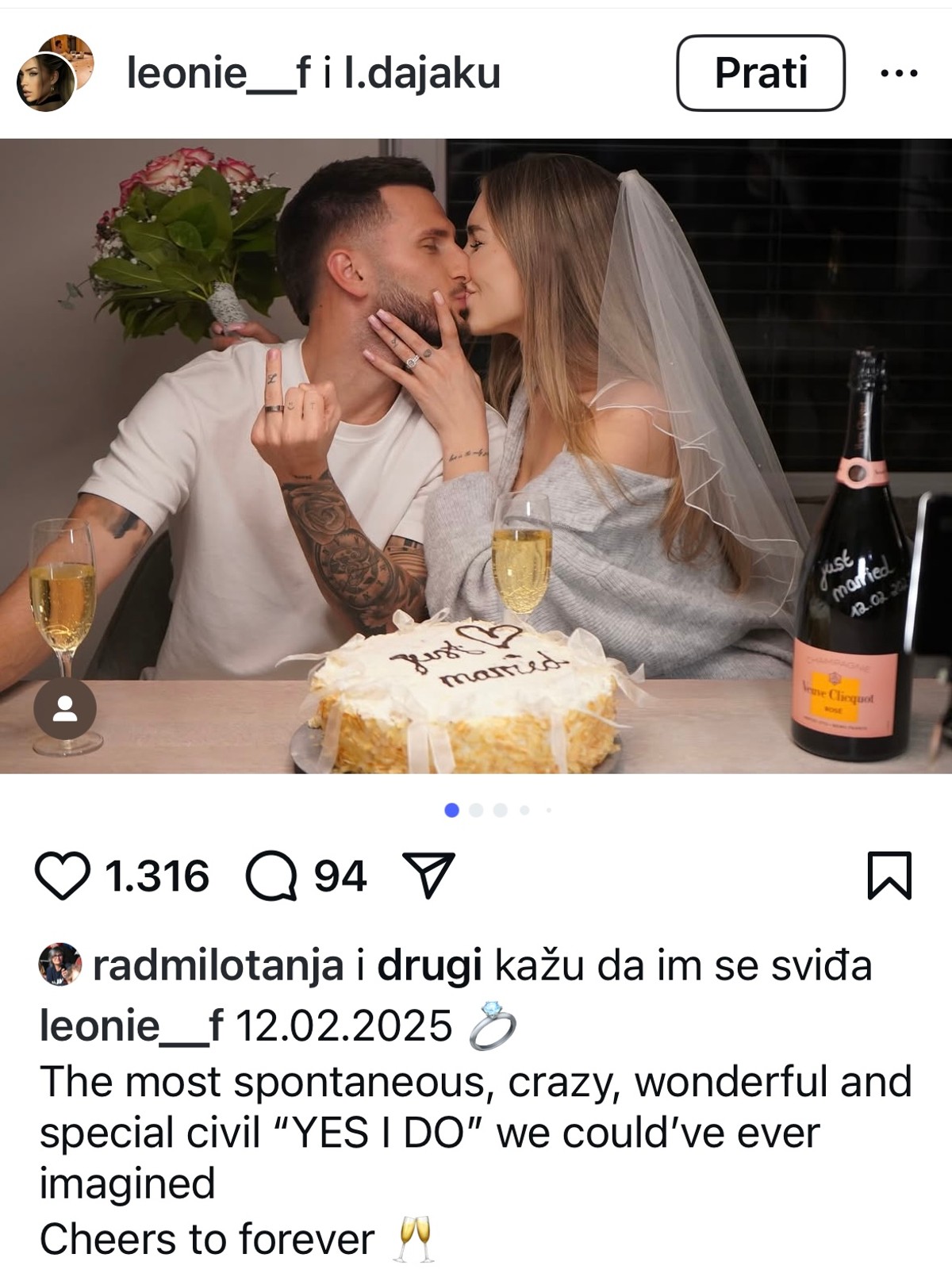 Dajaku i Leonie uplovili u bračne vode