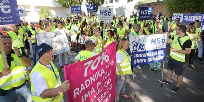 PROSVJED RADNIKA HRVATSKOG TELEKOMA '800 radnika radi za plaću oko 4.000 kuna, a 70 posto ih ima manju od prosjeka'