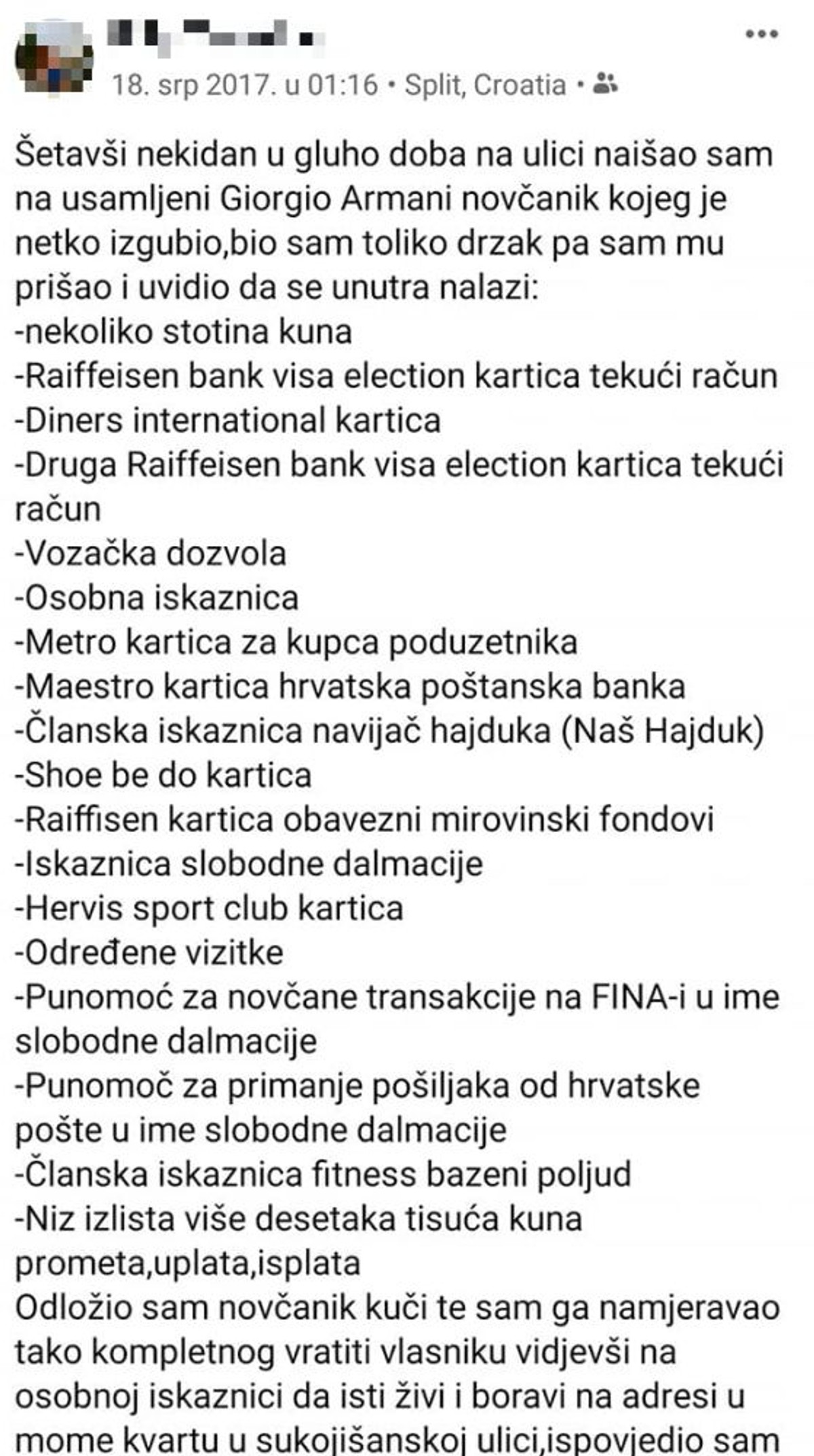ODUŠEVIO NEPOZNATOG ČOVJEKA Zavadlav je prije dvije godine objavio jednu svoju situaciju iz Splita, danas se ta priča dijeli preko društvenih mreža
