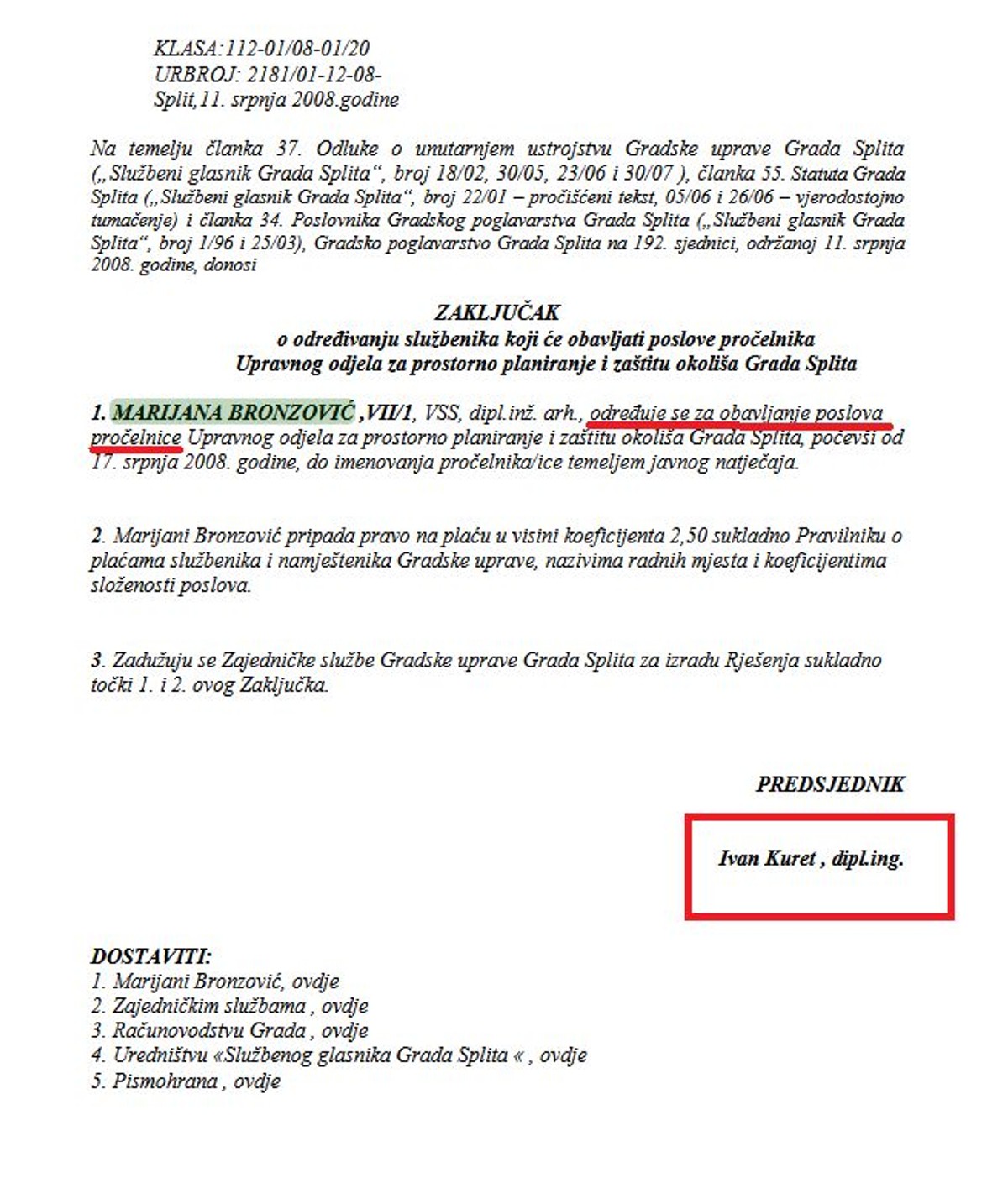Splitska pročelnica tužila Đerek za klevetu: 'Obavlja posao za vladajuću stranku'