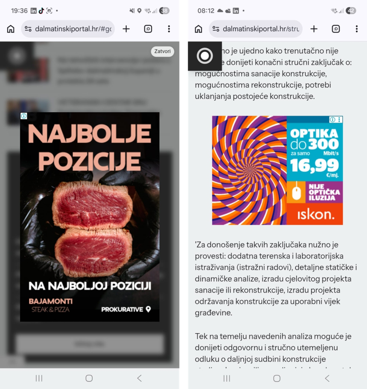 Cjenik oglašavanja na Dalmatinskom portalu