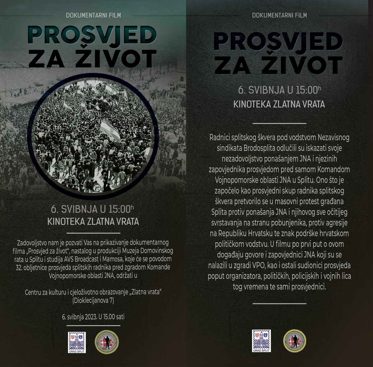 KINOTEKA ZLATNA VRATA Pogledajte dokumentarni film 'Prosvjed za život'