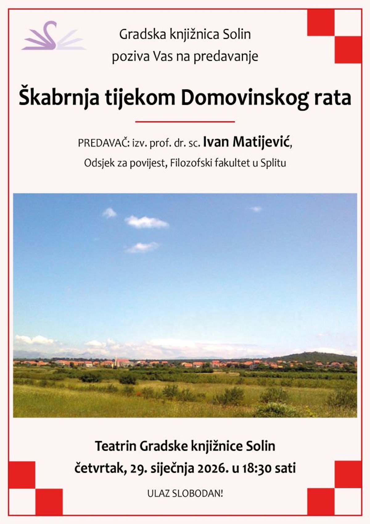 PREDAVANJE U SOLINU Profesor povijesti o Škabrnji u Domovinskom ratu