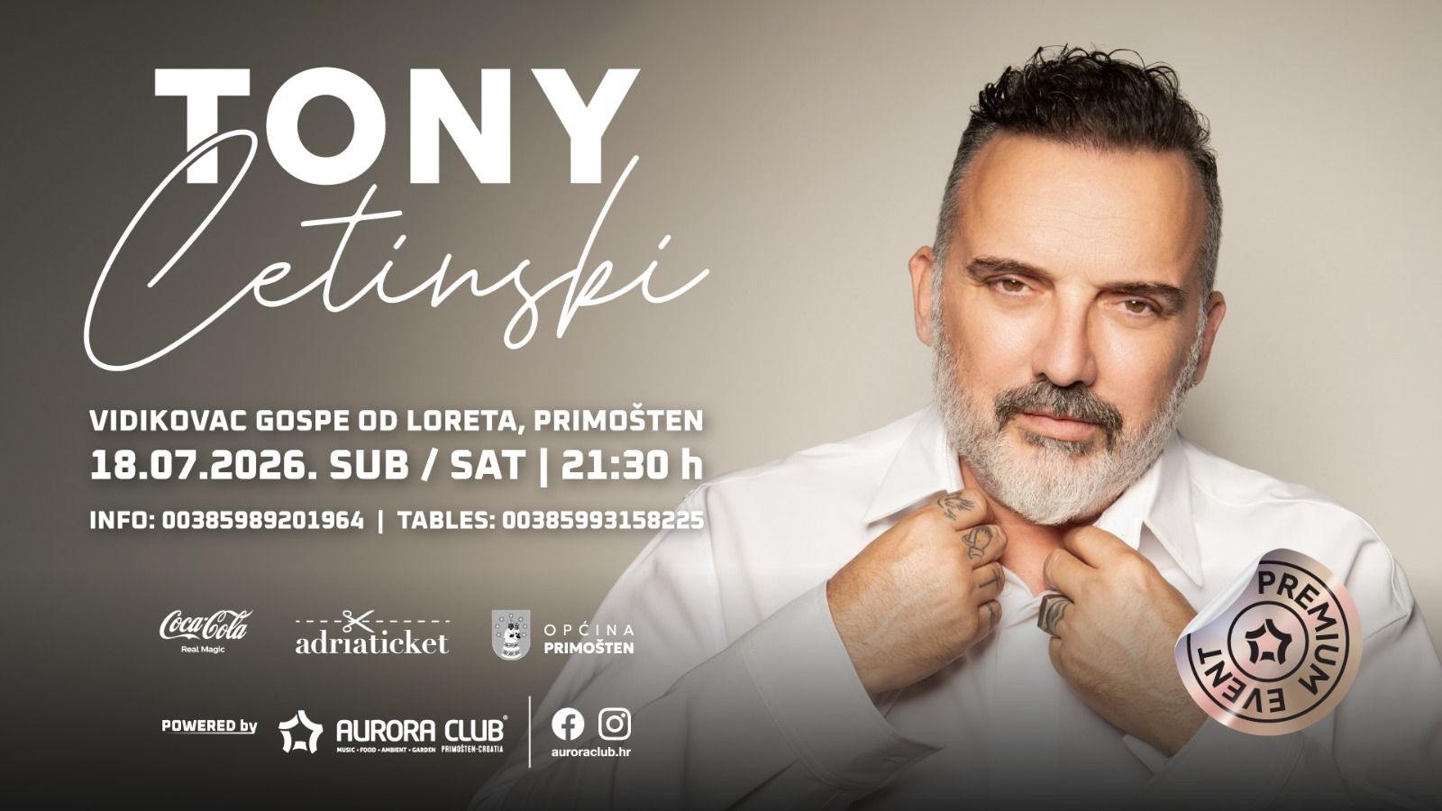 VIKEND U PRIMOŠTENU Stiže Tony Cetinski