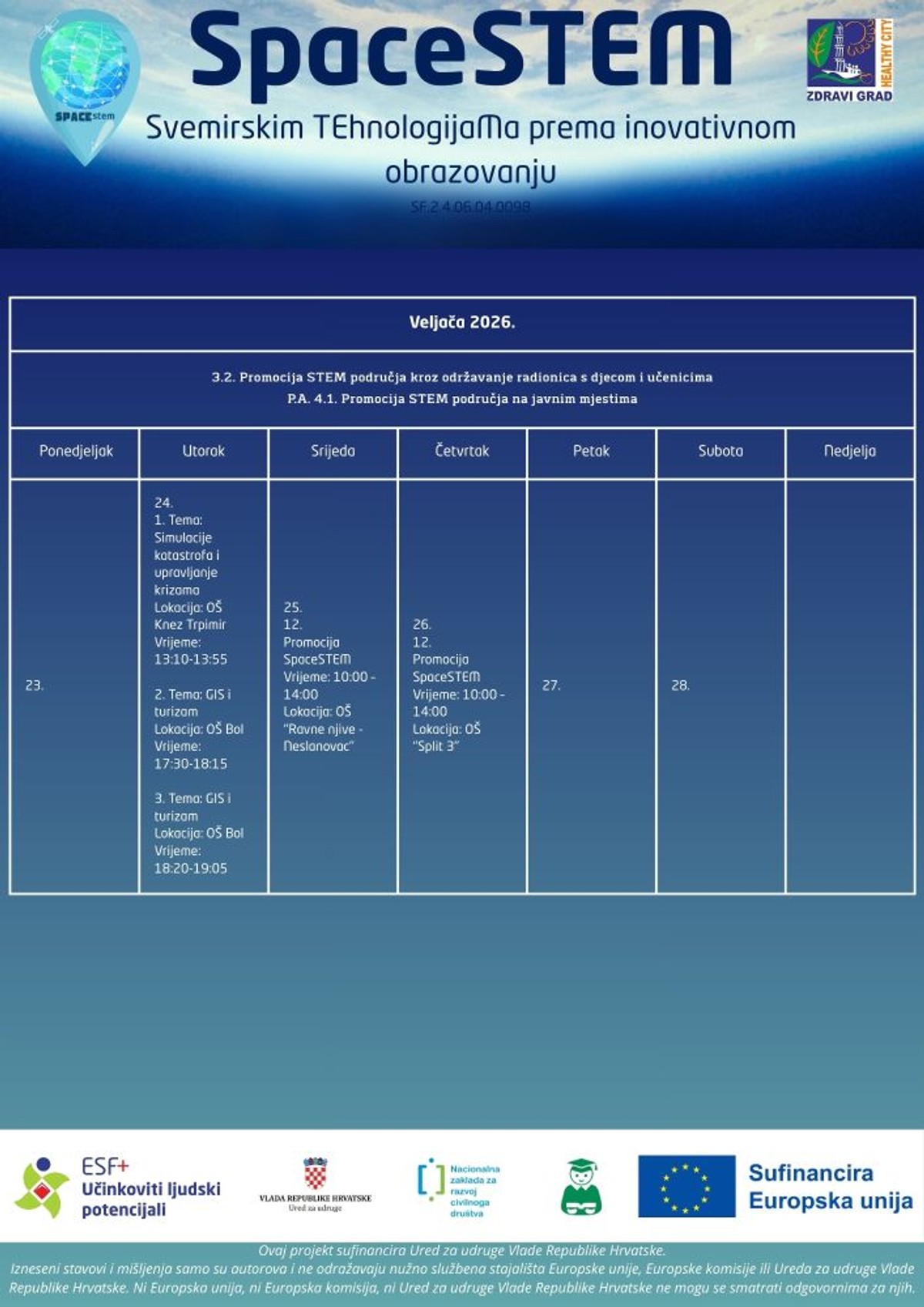 SpaceSTEM: Nove STEM radionice i svemirske teme u veljači!