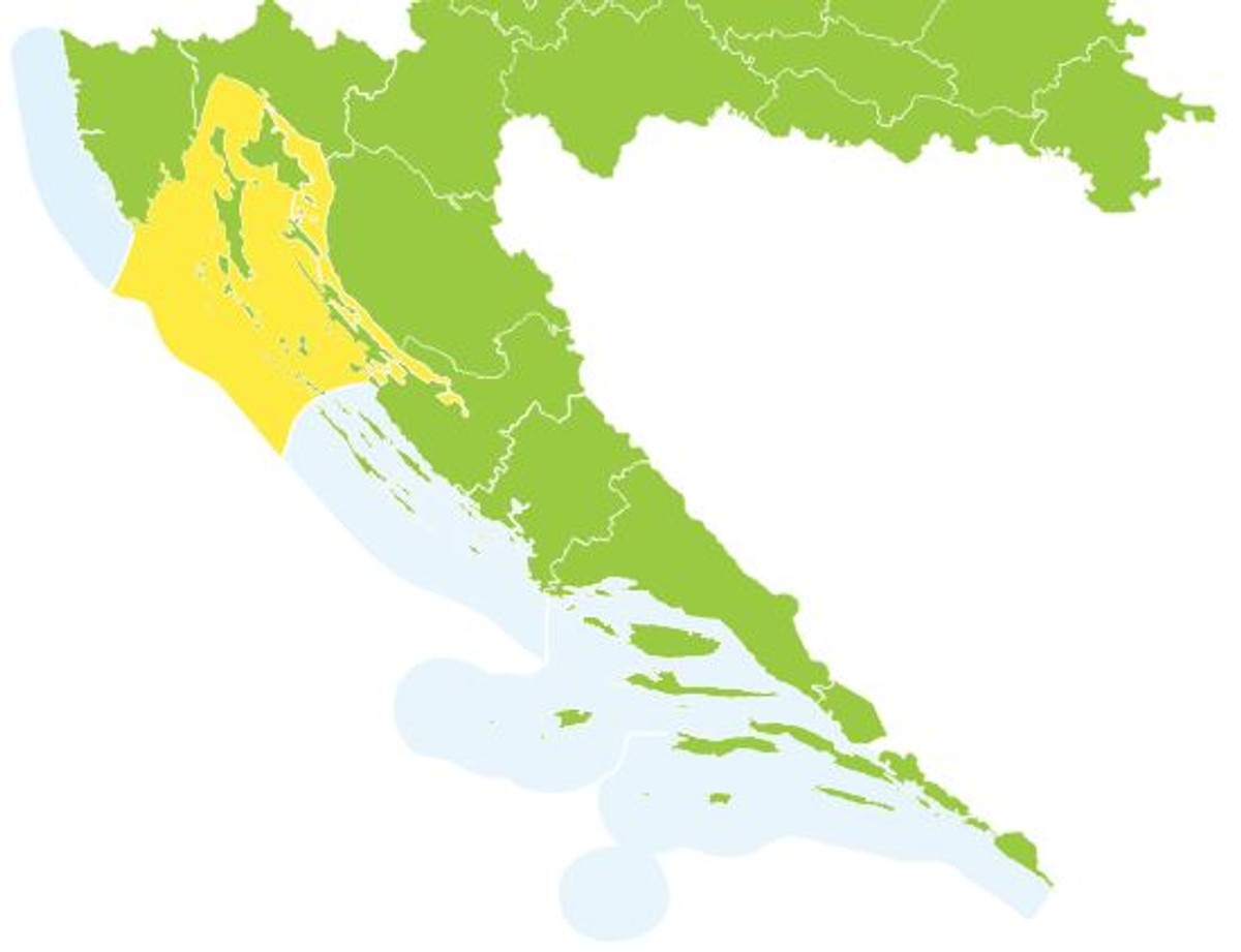 Dio obale sutra pod žutim upozorenjem