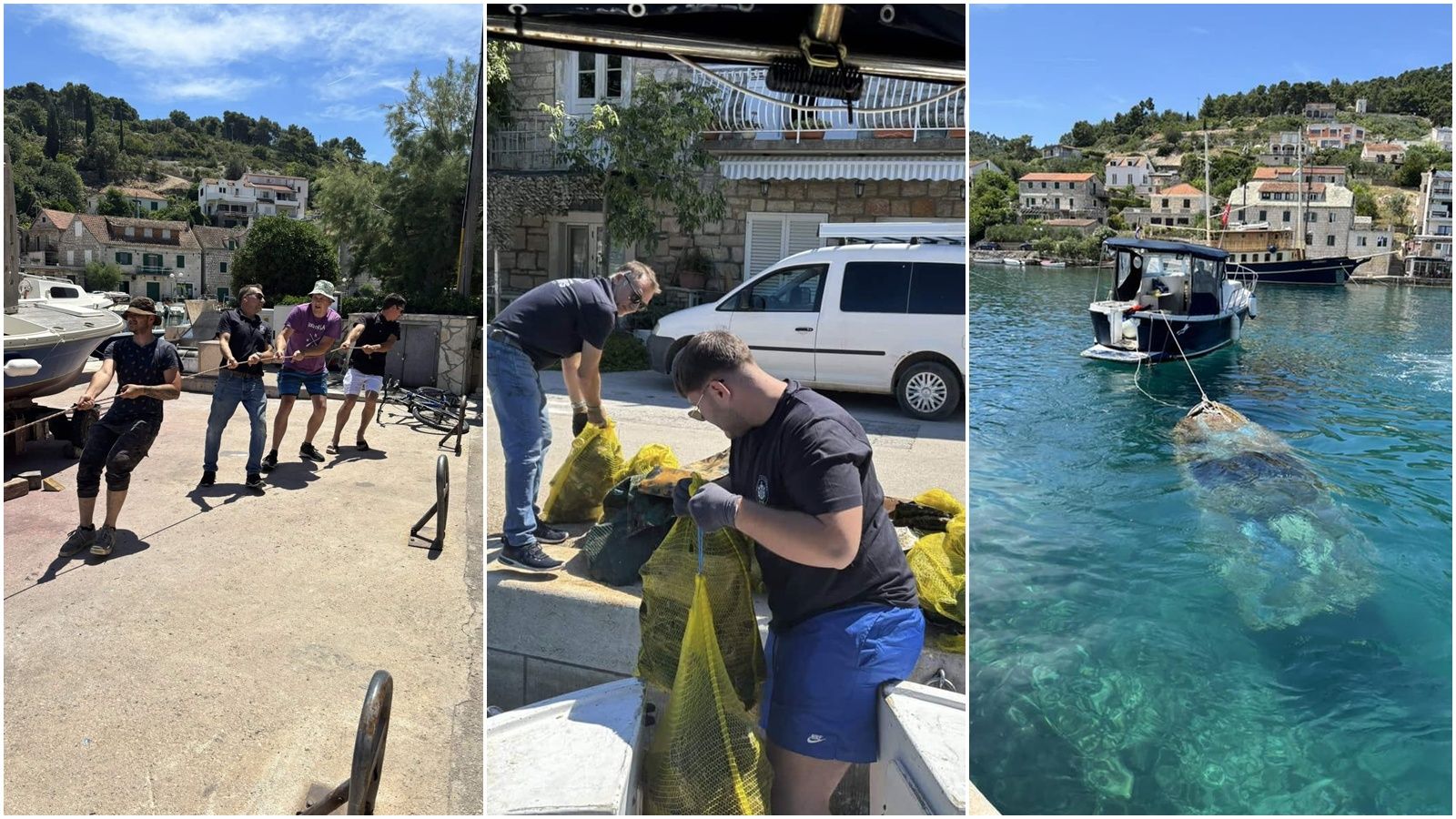 FOTO Izvučena tri kubika otpada iz mora kod Šolte: 'Poseban izazov predstavljala je potopljena plastična brodica'