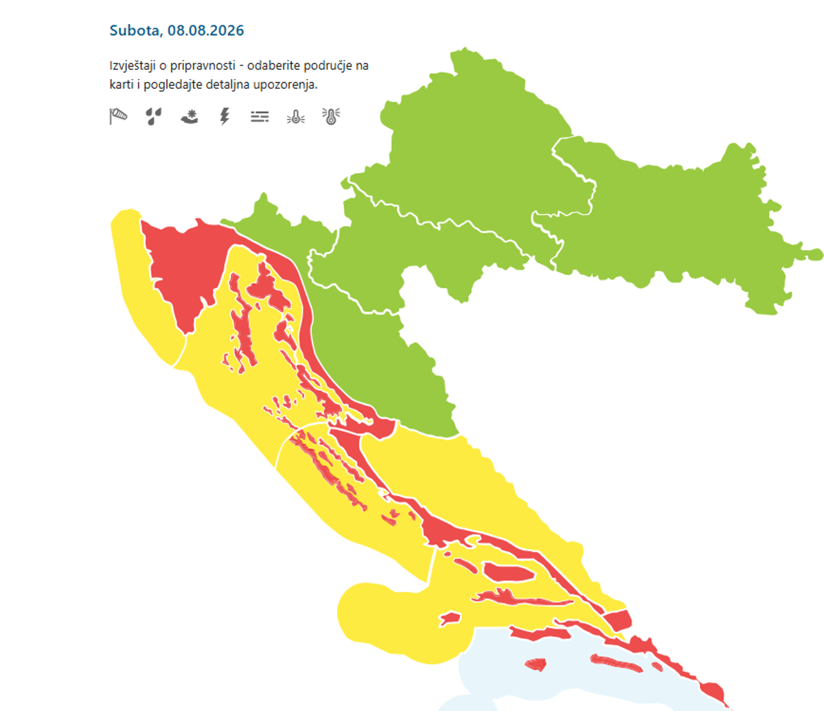 DALMACIJA U CRVENOM Pržit ćemo se na 38 °C u hladu