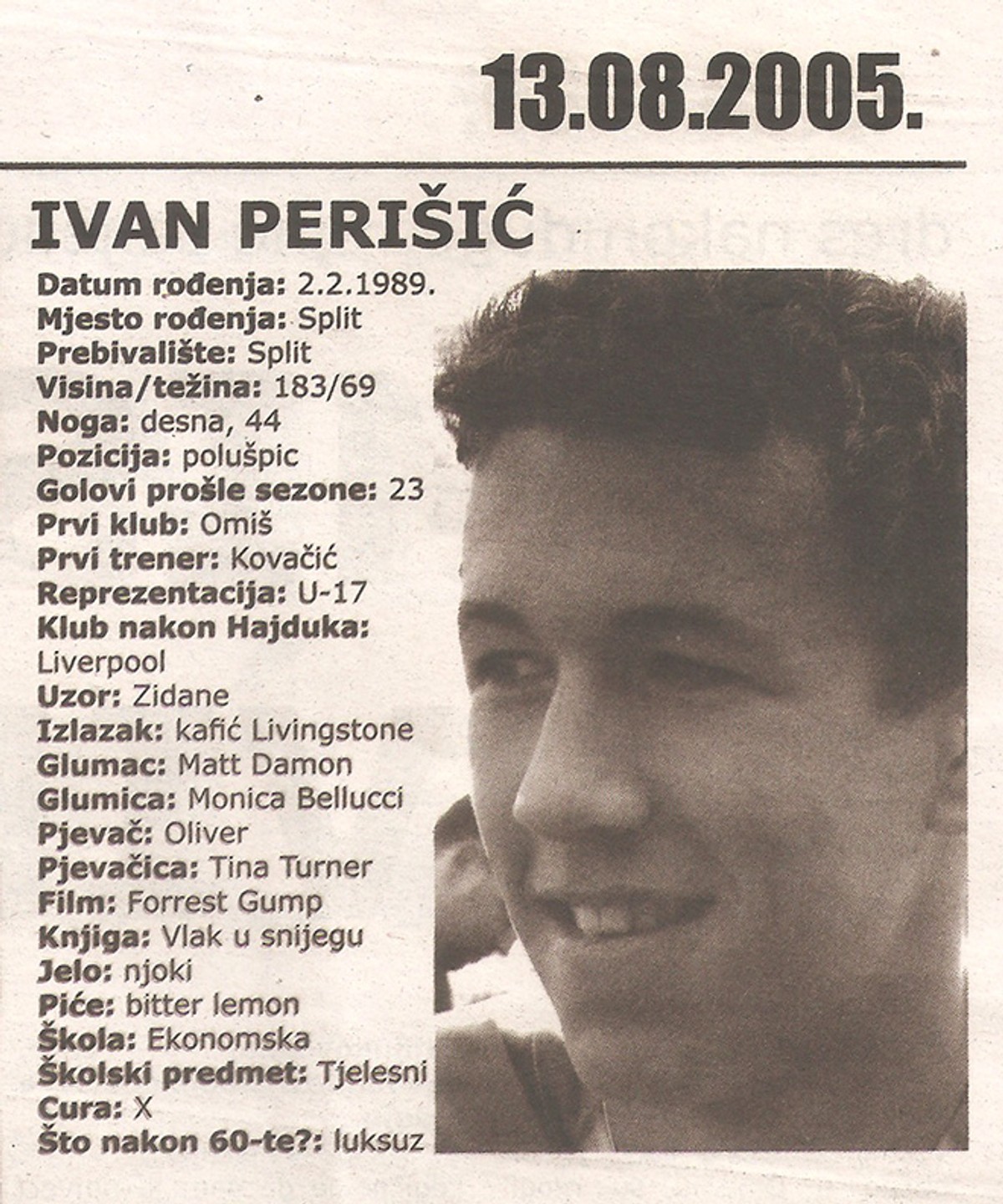 OSVAJAČ LIGE PRVAKA Ovako je Ivan Perišić razmišljao kada je imao 16 godina i bio Hajdukova nada