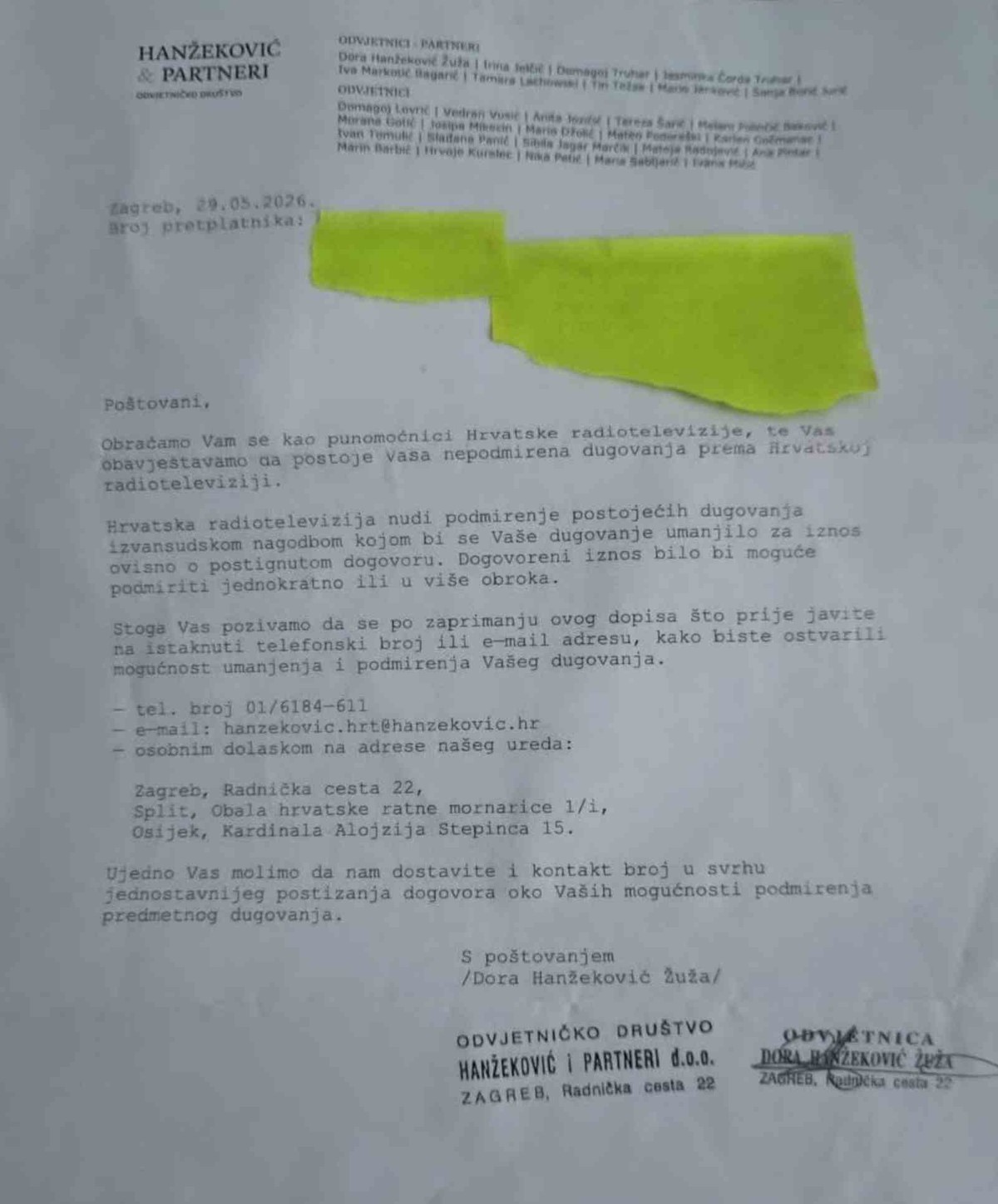 HRT traži naplatu dugova starih više od 20 godina? Na adrese Splićana stižu dopisi odvjetničkog ureda, evo što učiniti