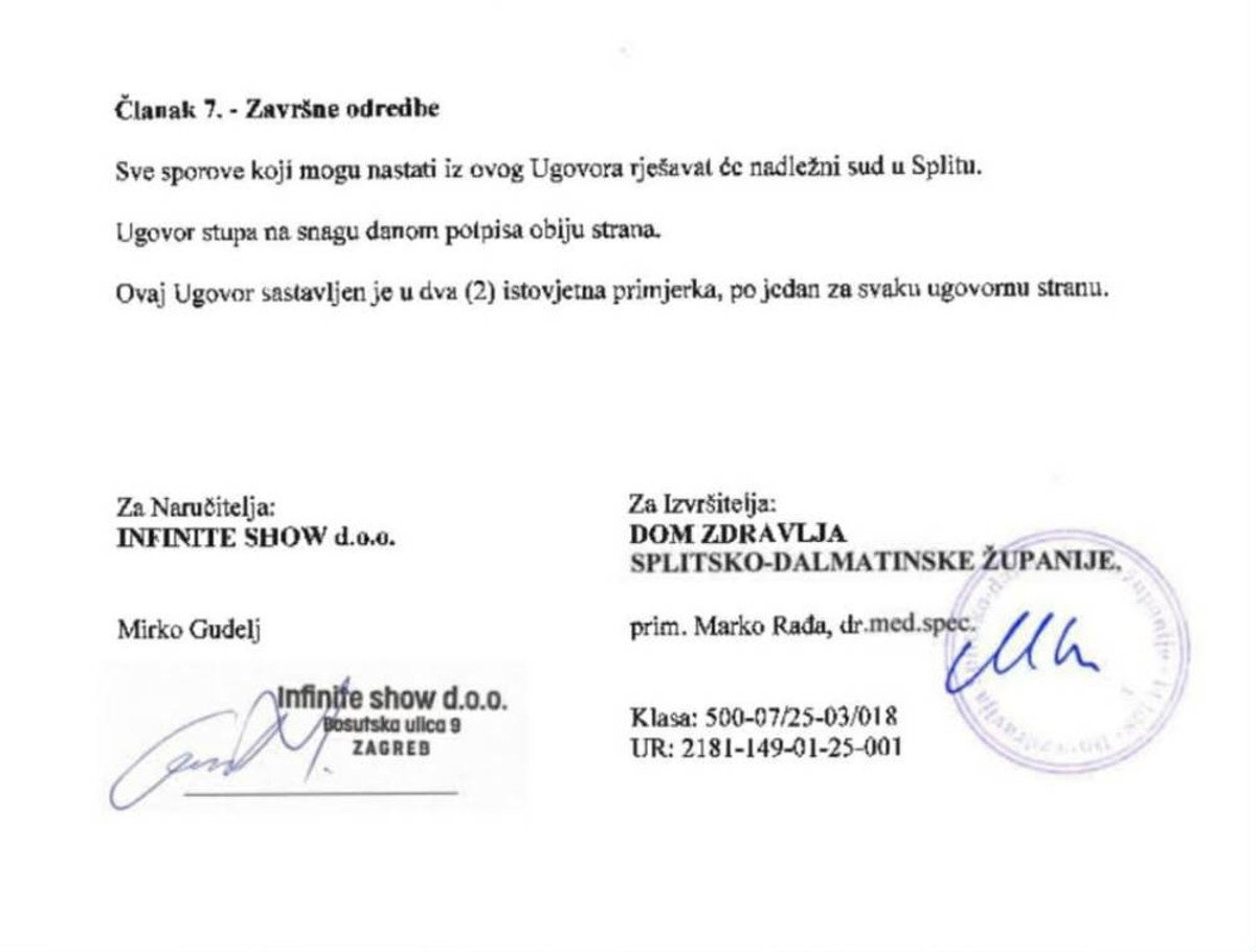 Thompsonov tim negira dug prema Domu zdravlja, ravnatelj Rađa im u komentarima priložio potpisan ugovor