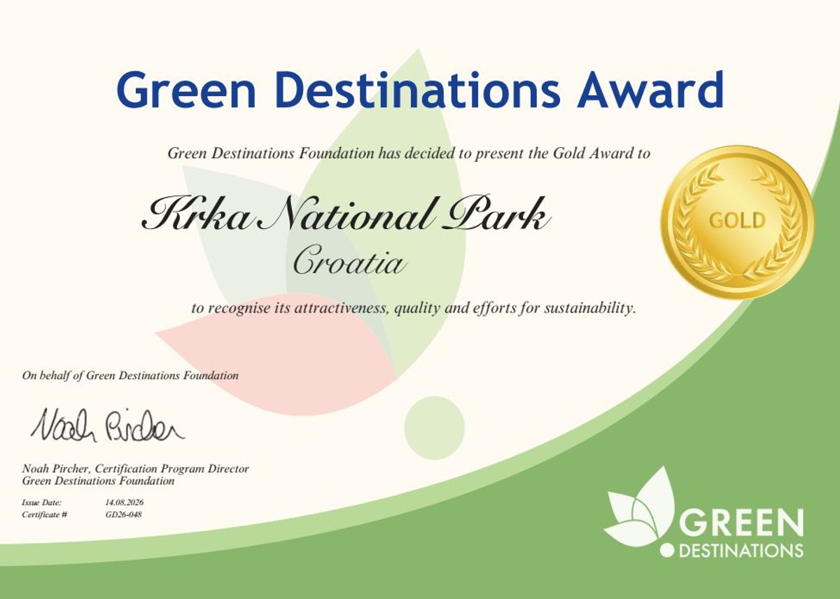 Nacionalni park Krka ponovno osvojio zlato za održivost i potvrdio Green Destinations status