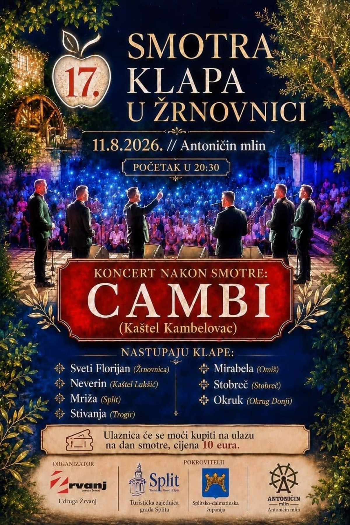 Klapski spektakl stiže u Žrnovnicu: Nakon 17. smotre, veliki koncert klape Cambi