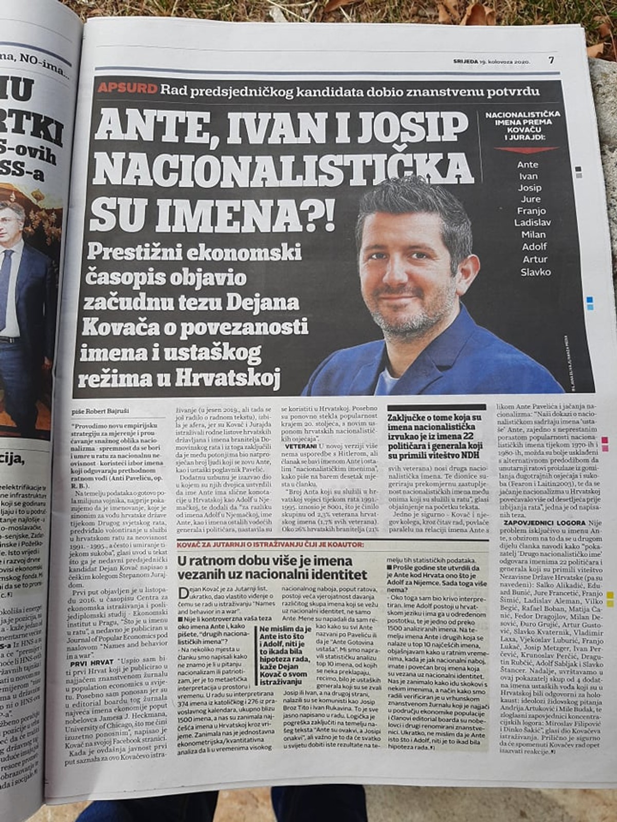 Kovač povezuje učestalost imena Ante s ustaškim režimom u Hrvatskoj; Protuđer: To je glupost, kao povezivati sv. Josipa s Josipom zločincem