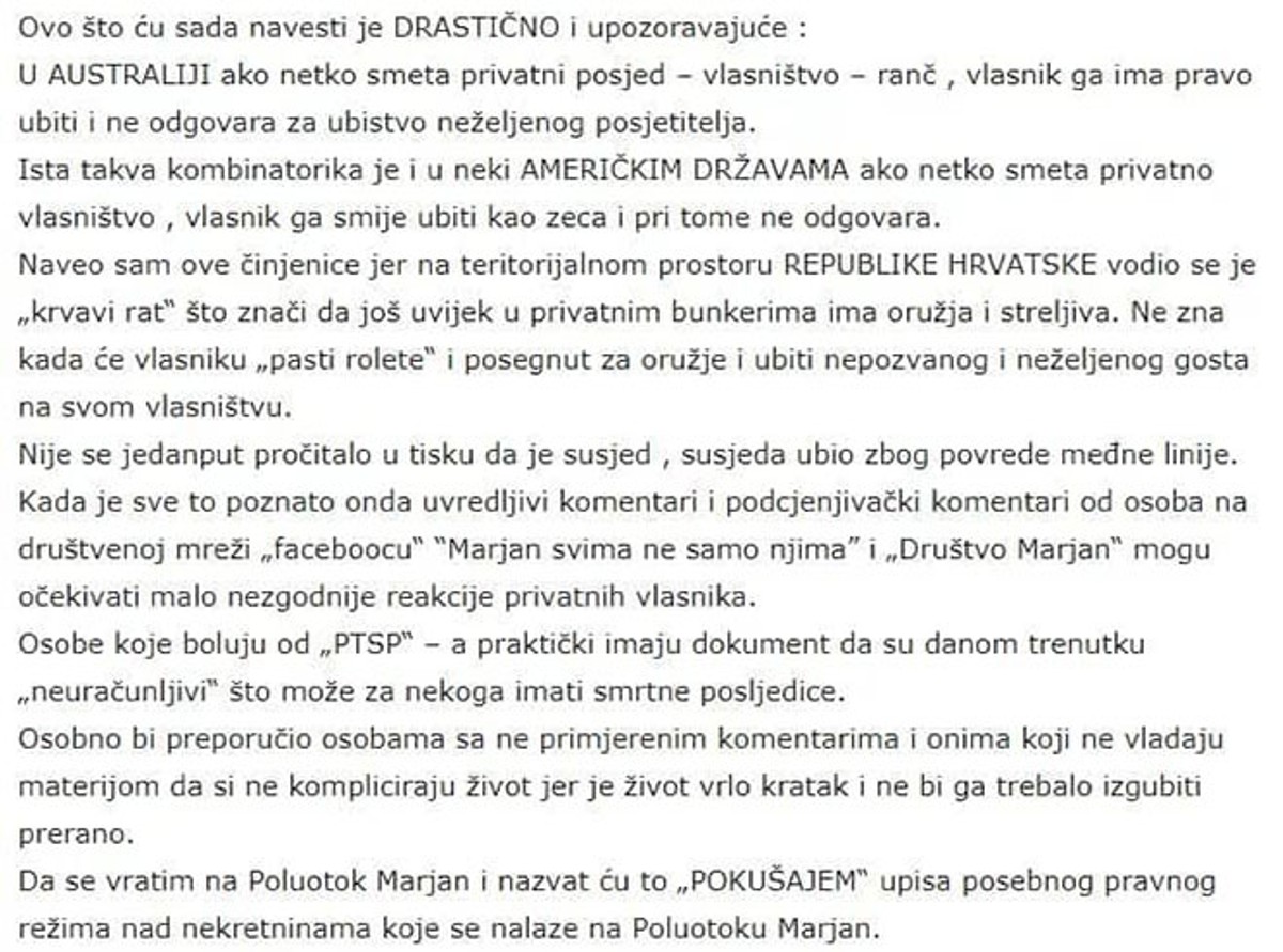 Društvo Marjan: 'Pročitajte i vidite kakvim prijetnjama su izloženi oni koji se zalažu za cjelovitu zaštitu Park šume' 