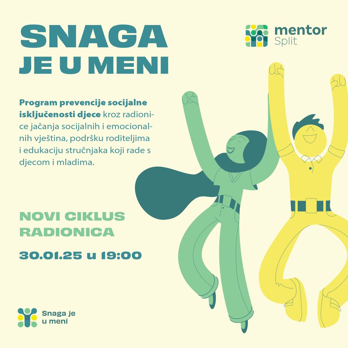 UDRUGA MENTOR Uskoro početak novog ciklusa radionica za osnovnoškolce u sklopu projekta 'Snaga je u meni'