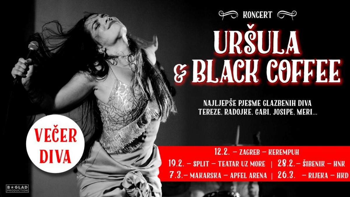 KONCERTI POSVEĆENI DIVAMA Uršula Najev & Black Coffee u Zagrebu, Splitu, Šibeniku, Makarskoj i Rijeci 
