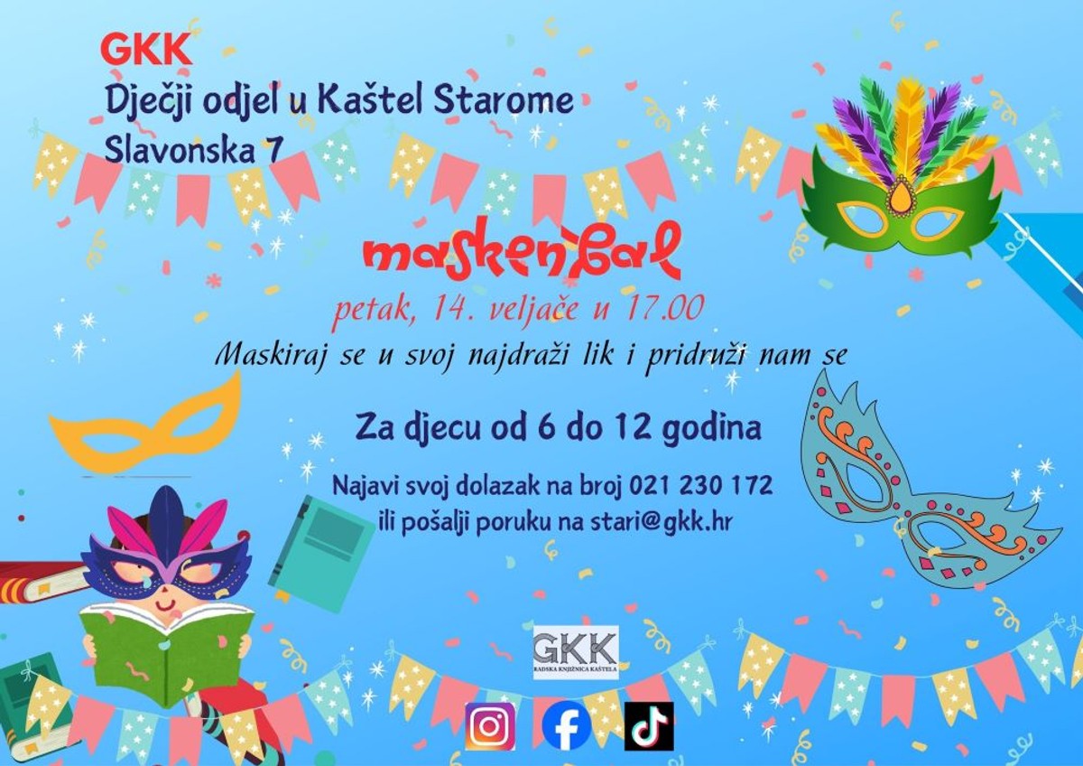 Maskenbal za djecu u Gradskoj knjižnici Kaštela, evo detalja