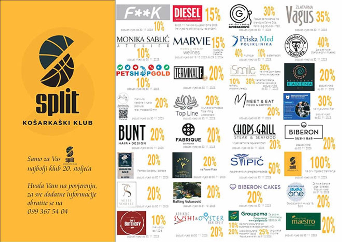 ŽUTA JESEN Iskoristite popuste partnera KK Splita, učinite dobro djelo!