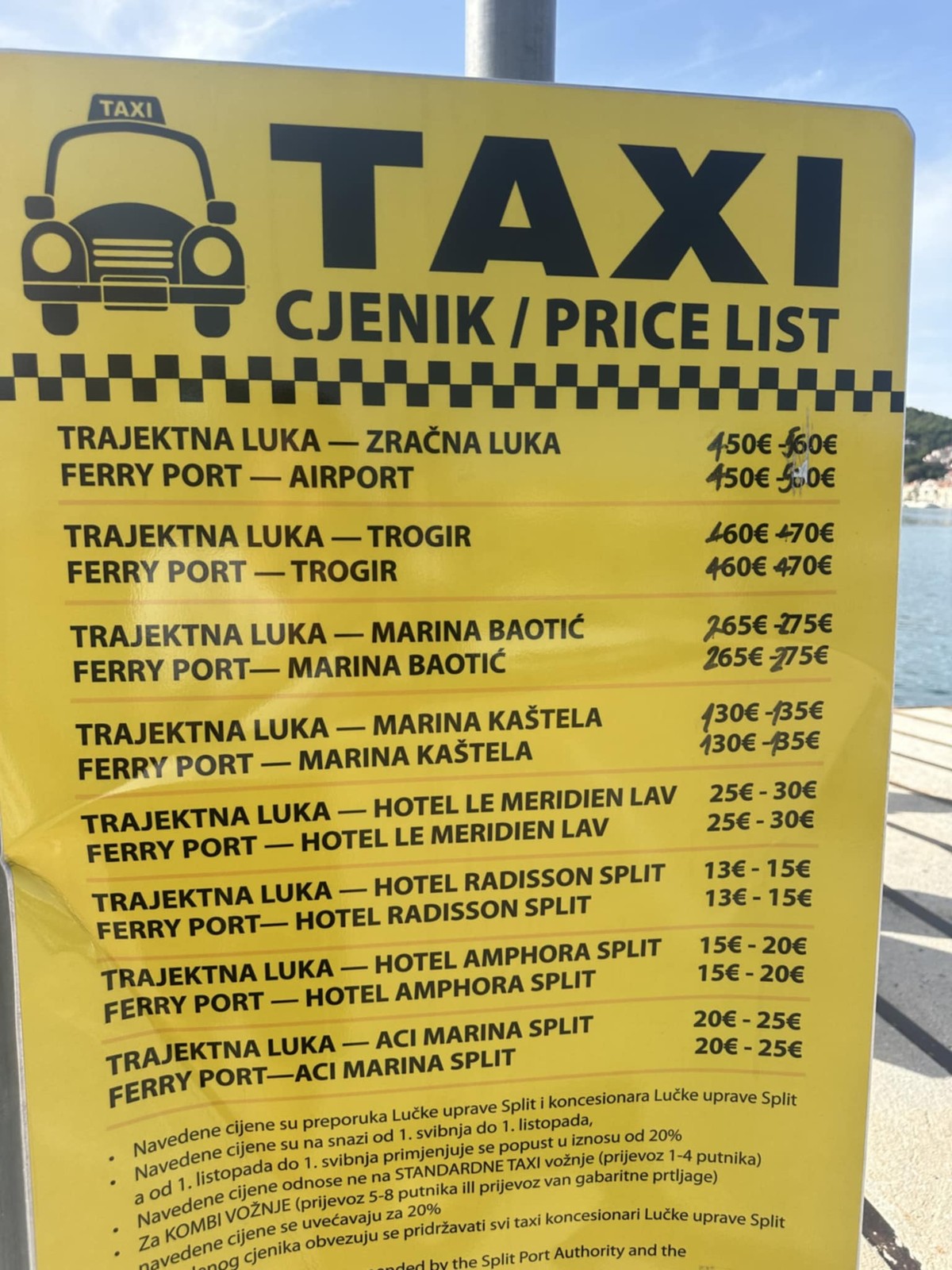 PODLOGA ZA PREVARU? U trajektnoj luci osvanuo korigirani cjenik s astronomskim iznosima taksi usluga