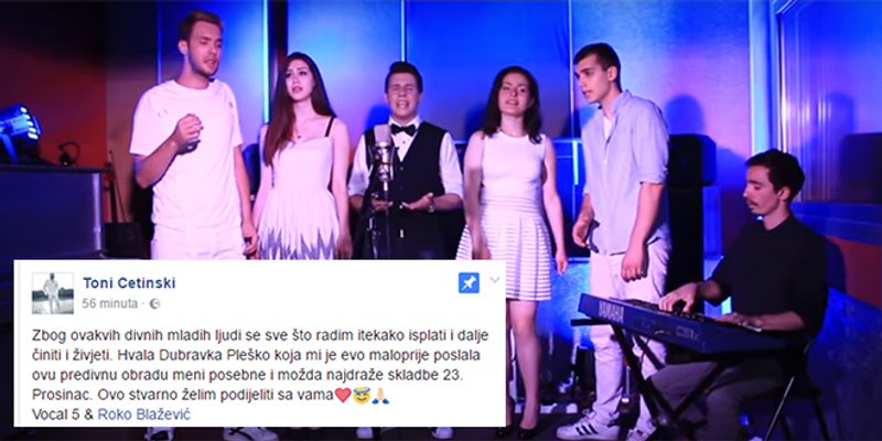 VIDEO: Tony Cetinski oduševljen pjesmom '23. prosinac' u izvedbi Roka Blaževića i grupe Vocal 5