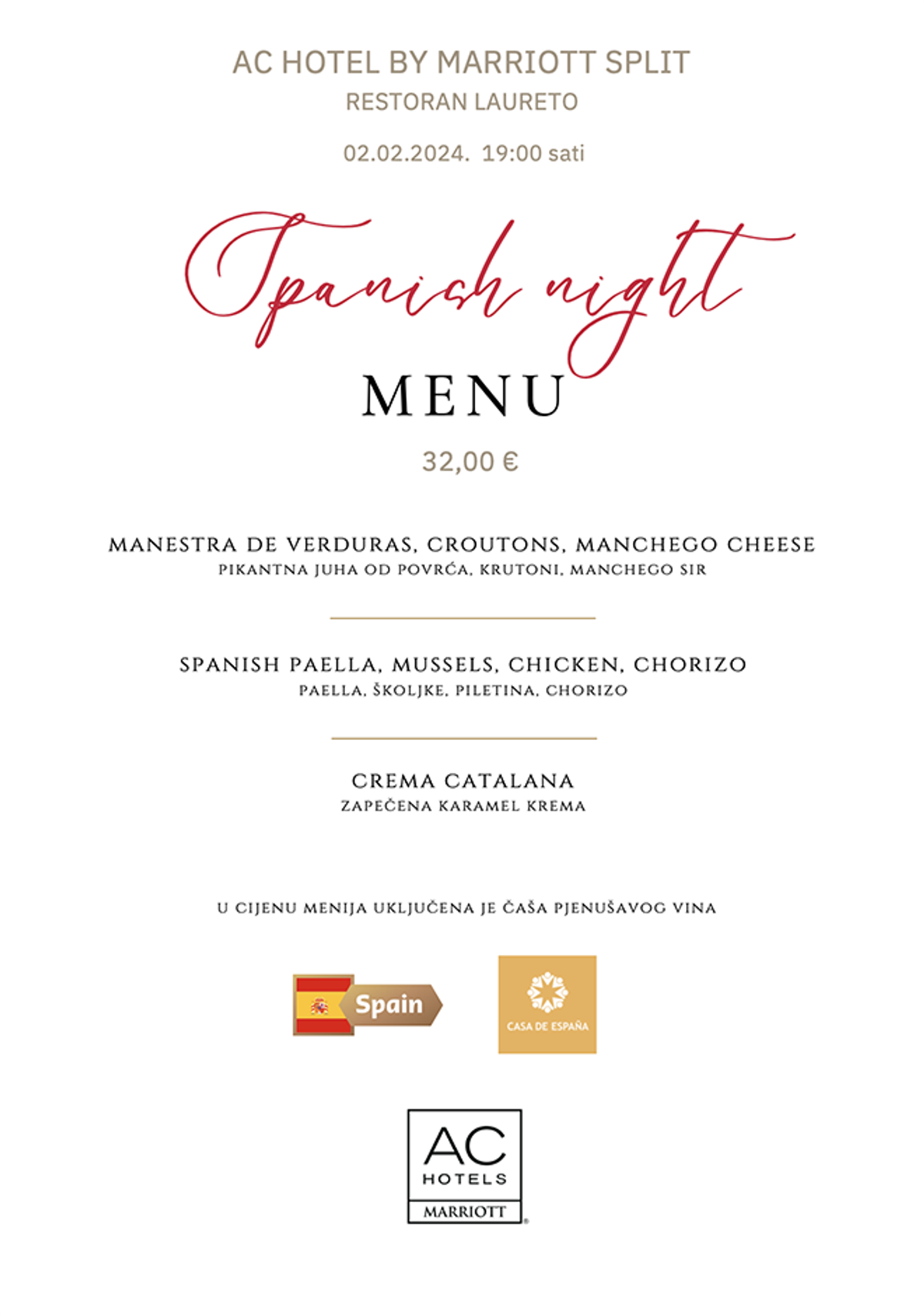 U AC Hotelu by Marriott Split kreću 'Španjolske večeri' uz ekskluzivan meni, vrhunsko vino i otmjenu atmosferu: Evo detalja