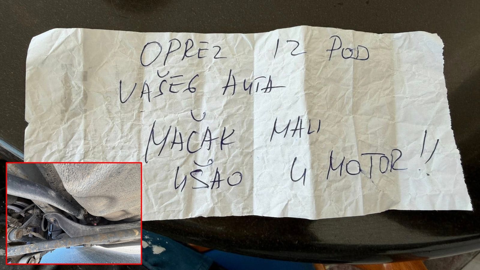 Na autu ga dočekala nesvakidašnja poruka: 'Da mi srce od žalost stane...'