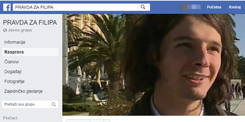 Pokrenute Facebook grupe 'Pravda za Filipa' i 'Heroj, a ne zločinac'