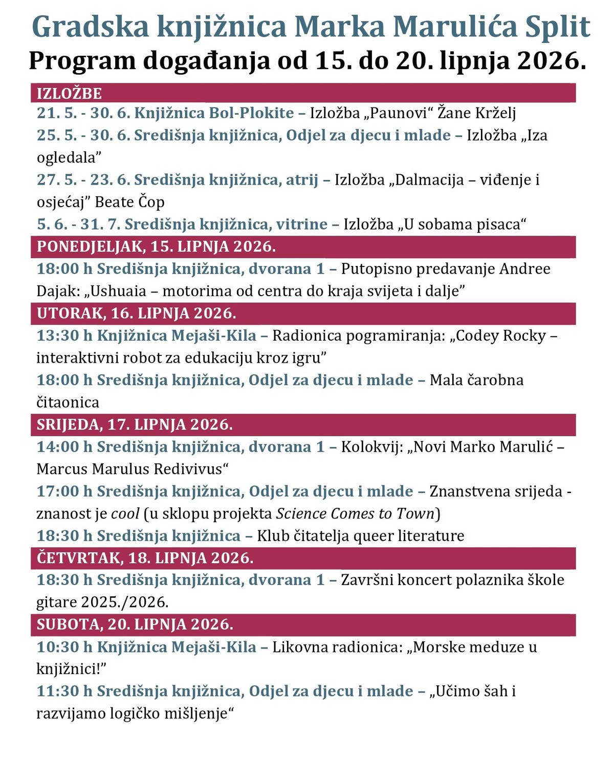 Provjerite što GKMM sve donosi ovoga tjedna
