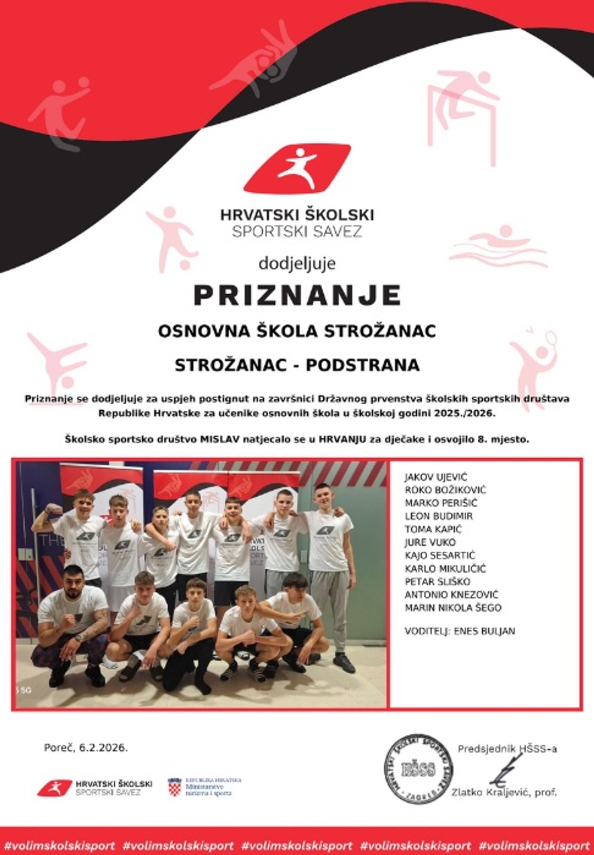 OŠ Strožanac kroz hrvački sport promovira Podstranu i Splitsko-dalmatinsku županiju na nacionalnoj razini