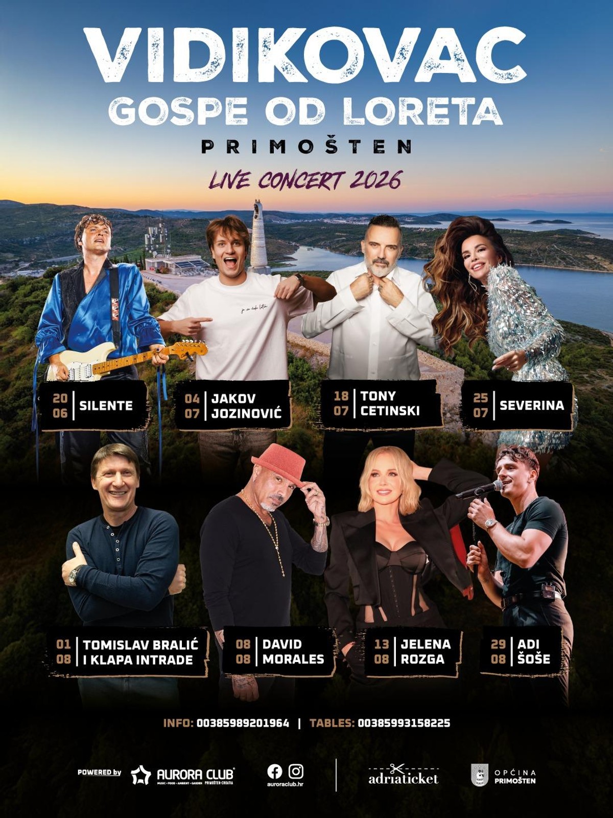 Spektakularno ljeto na Vidikovcu Gospe od Loreta: U Primošten stižu Severina, Cetinski, Rozga, Jozinović