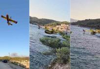 VIDEO Spektakularni prizori s Brača: Pogledajte kako kanader puni spremnik morem iz uvale u Pučišćima