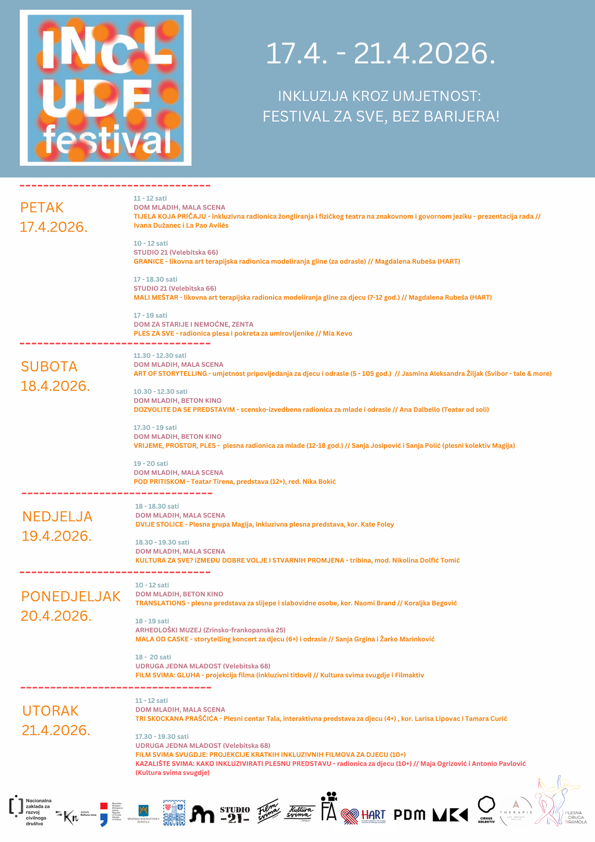 4. INCLUDE festival – Inkluzija kroz umjetnost: festival za sve, bez barijera!