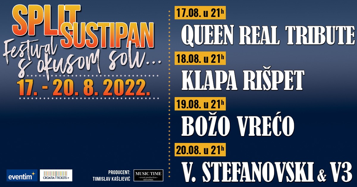 'S OKUSOM SOLI...' Gitarski virtuoz, lirski tenor anđeoskog glasa, vodeći svjetski tribute bend i najpopularnija splitska klapa čine postav festivala