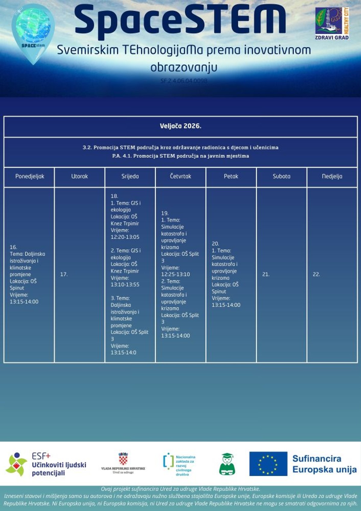 SpaceSTEM: Nove STEM radionice i svemirske teme u veljači!