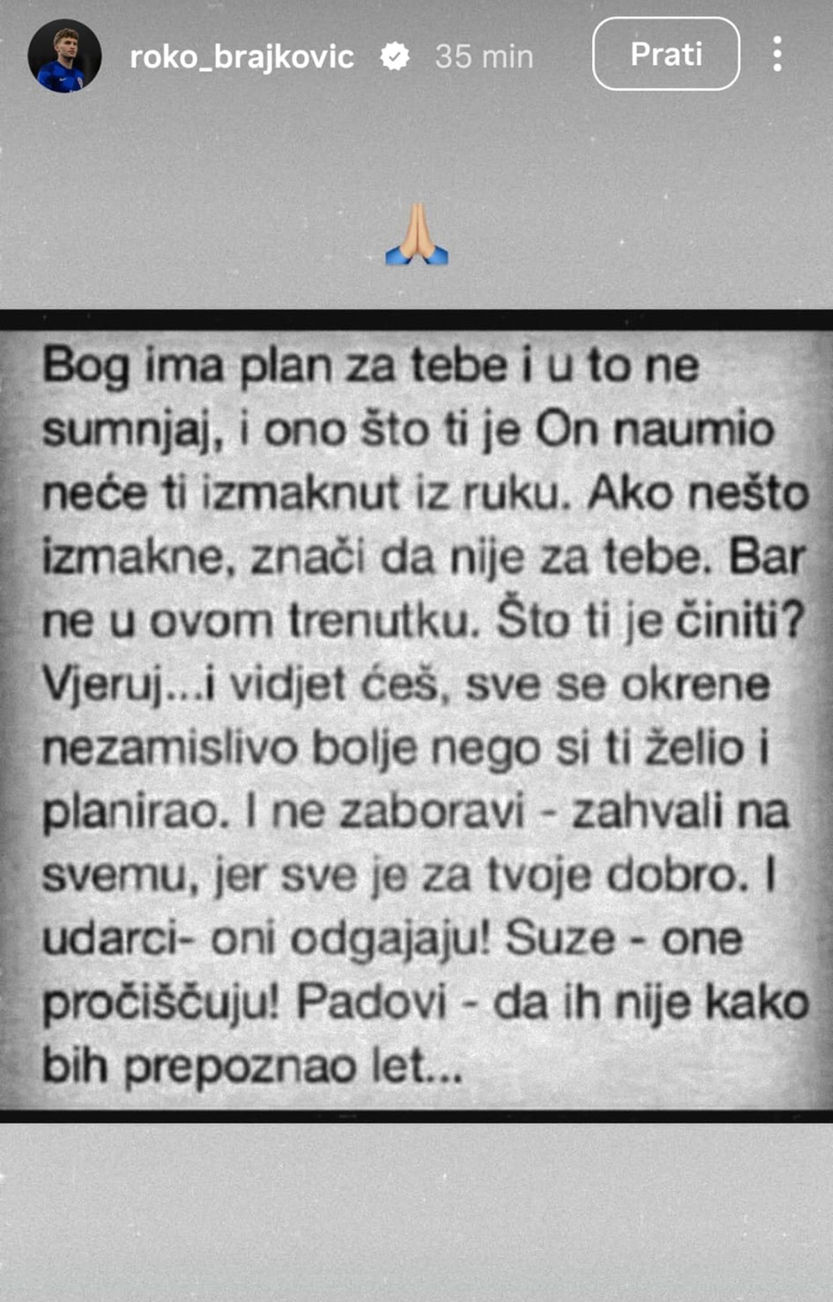 Roko Brajković se oglasio nakon teške ozljede